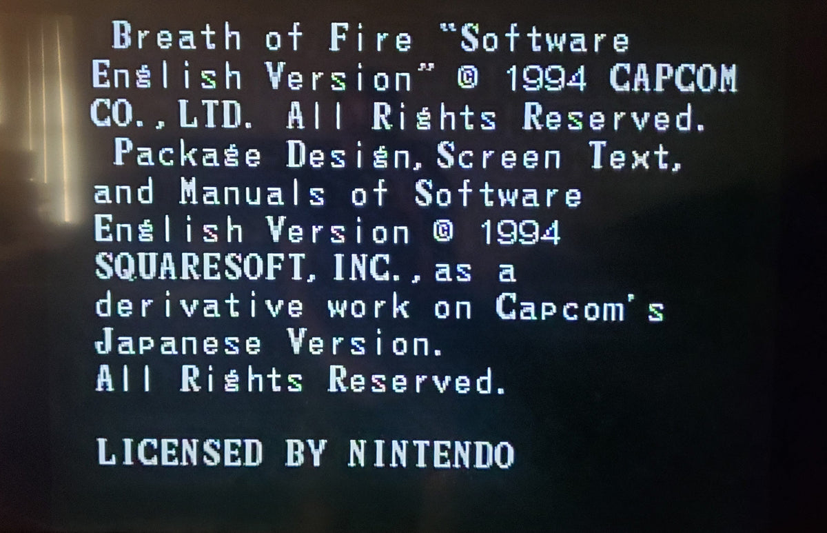 Breath of Fire 1 SNES Video Game Cartridge Super Nintendo 1993