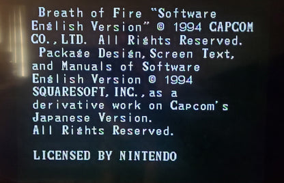 Breath of Fire 1 SNES Video Game Cartridge Super Nintendo 1993