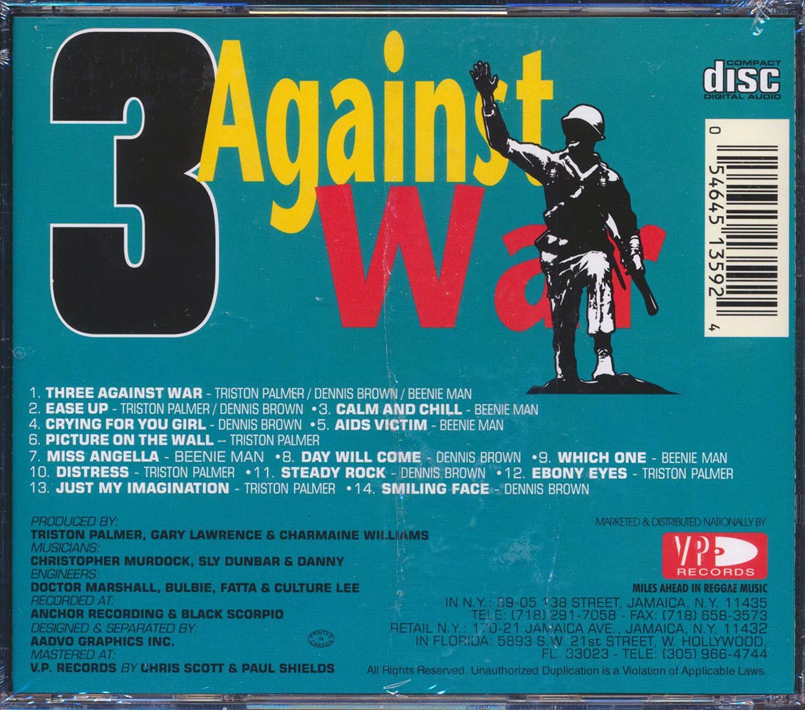 Dennis Brown, Triston Palmer, Beenie Man - 3 Against War [New CD]