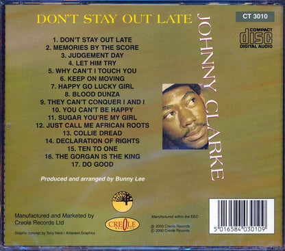 Johnny Clarke - Don't Stay Out Late [New CD]