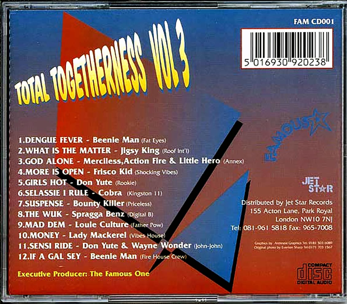 Beenie Man, Jigsy King, Little Hero, Bounty Killer, Louie Culture, Etc. - Total Togetherness Volume 3 [New CD]