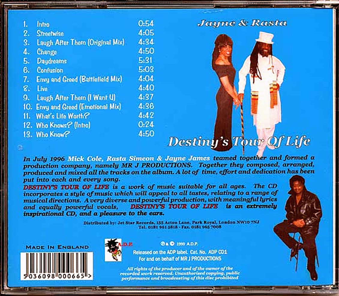 Jayne & Rasta - Destiny's Tour Of Life [New CD]
