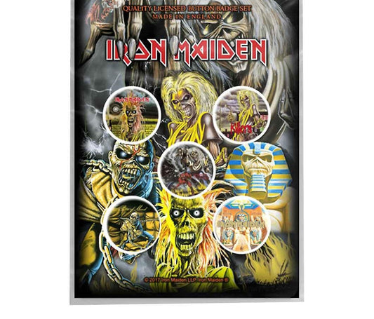 Iron Maiden Faces of Eddie Licensed Button Badge Set