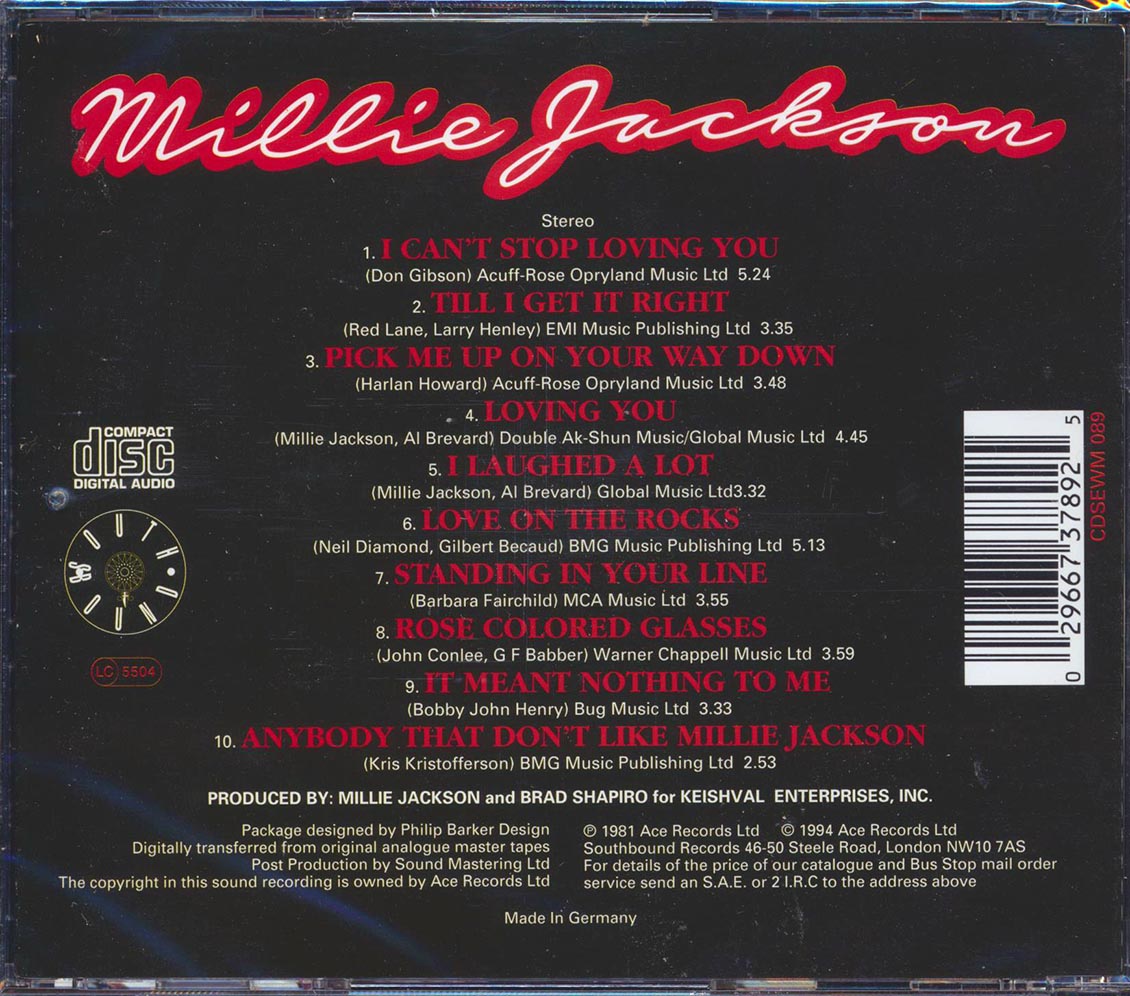 Millie Jackson - Just A Lil Bit Country [New CD]