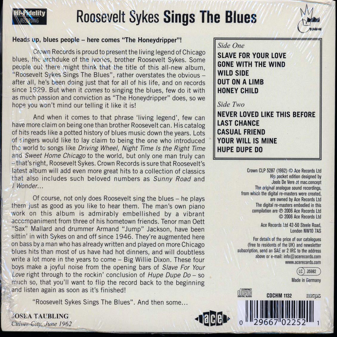 Roosevelt Sykes - Sings The Blues [New CD]