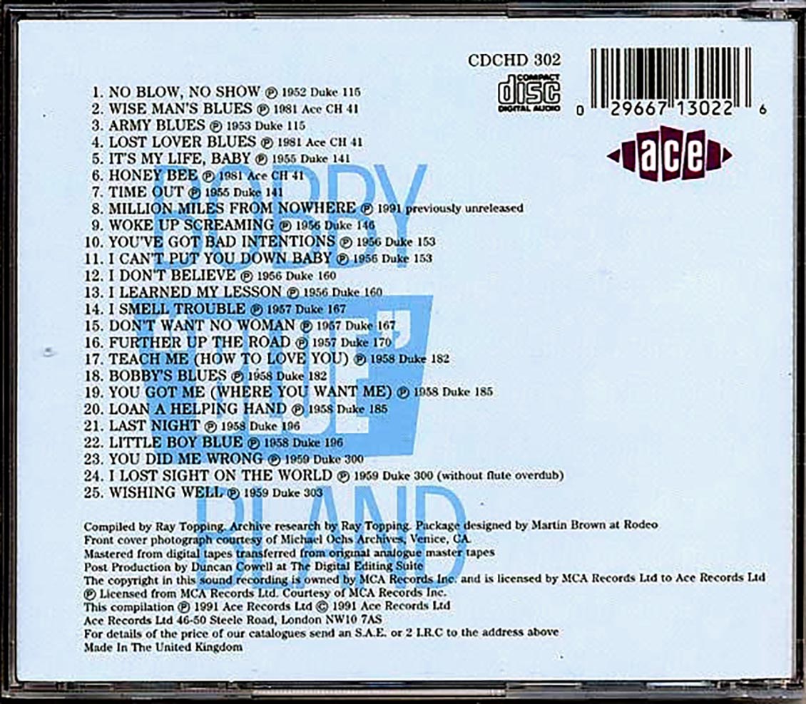 Bobby Blue Bland - The 3B Blues Boy: The Blues Years 1952-1959 (25 tracks) [New CD]