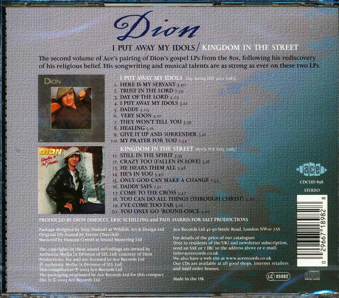 Dion - I Put Away My Idols + Kingdom In The Street (20 tracks) [New CD]