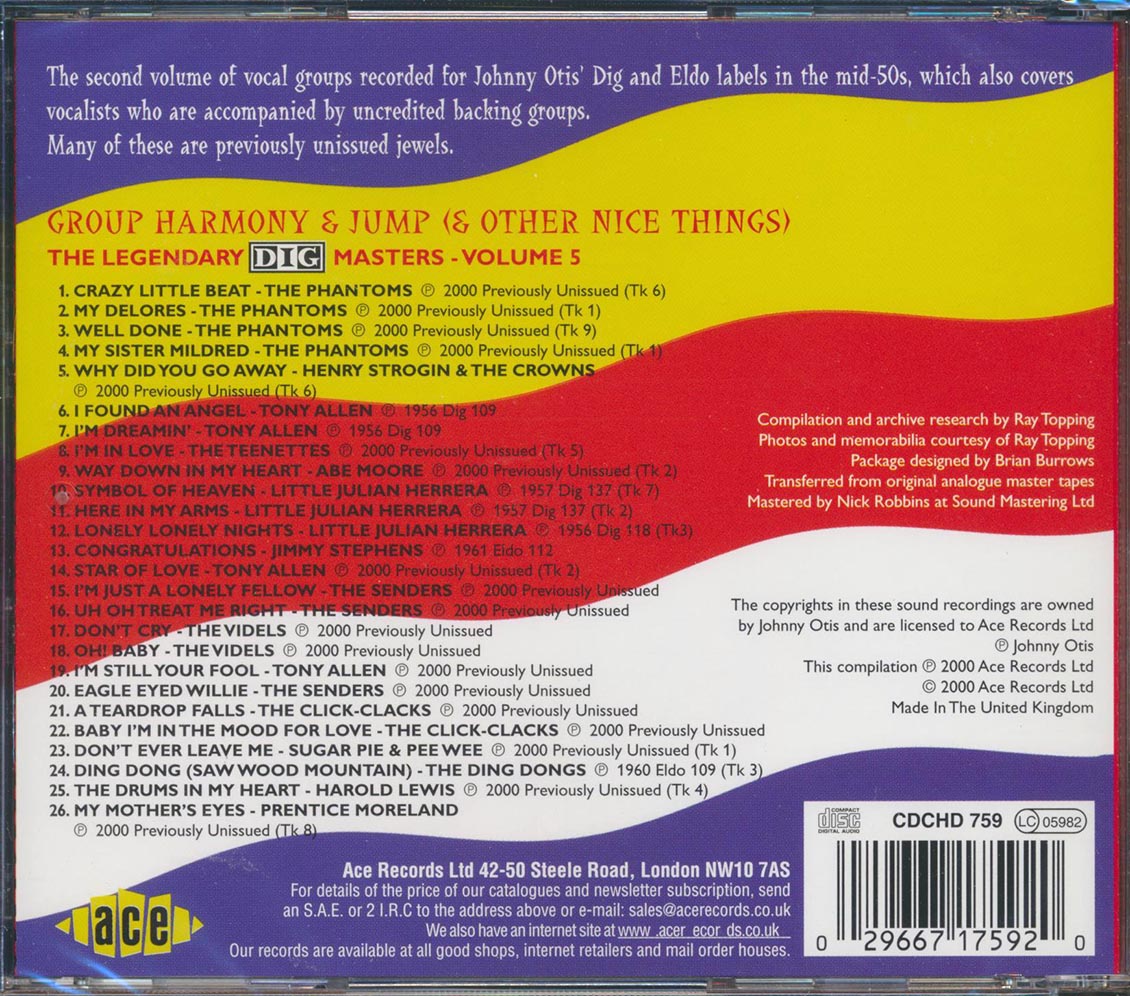 Various - Group Harmony & Jump And Other Nice Things: The Legendary Dig Masters Volume 5 (26 tracks) [New CD]