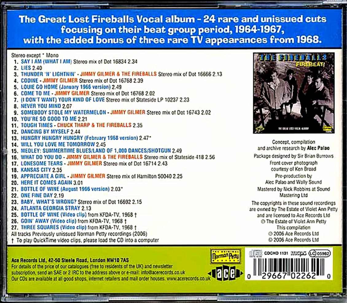 The Fireballs - Firebeat: The Great Lost Vocal Album (27 tracks) [New CD]