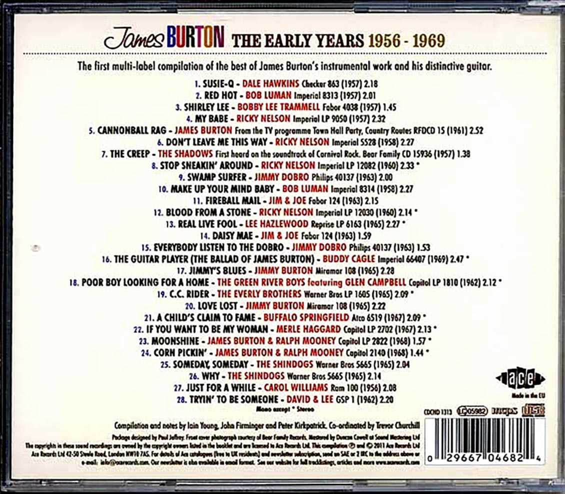 James Burton - The Early Years 1956-1969 (28 tracks) [New CD]