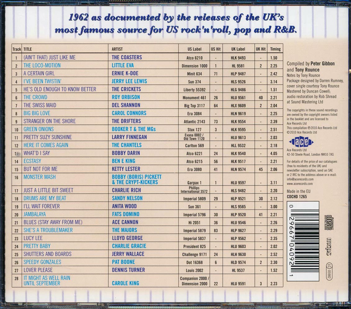 Various - The London American Label Year By Year: 1962 (28 tracks) [New CD]