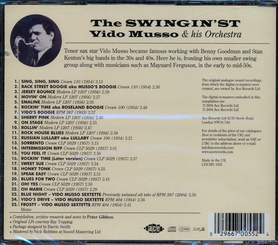 Vido Musso & His Orchestra - The Swingin'st (25 tracks) [New CD]
