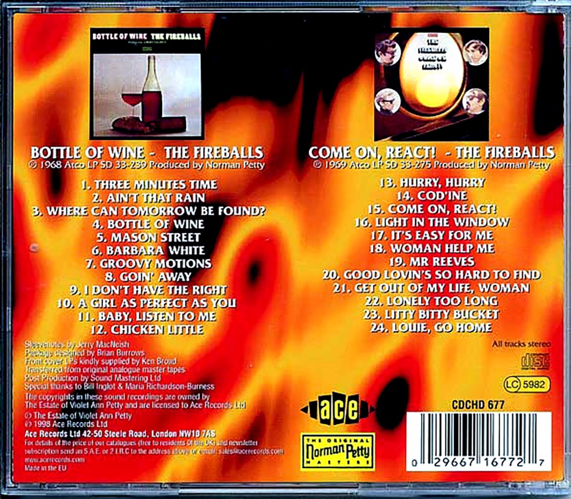 The Fireballs - Bottle Of Wine + Come On, Really (24 tracks) [New CD]