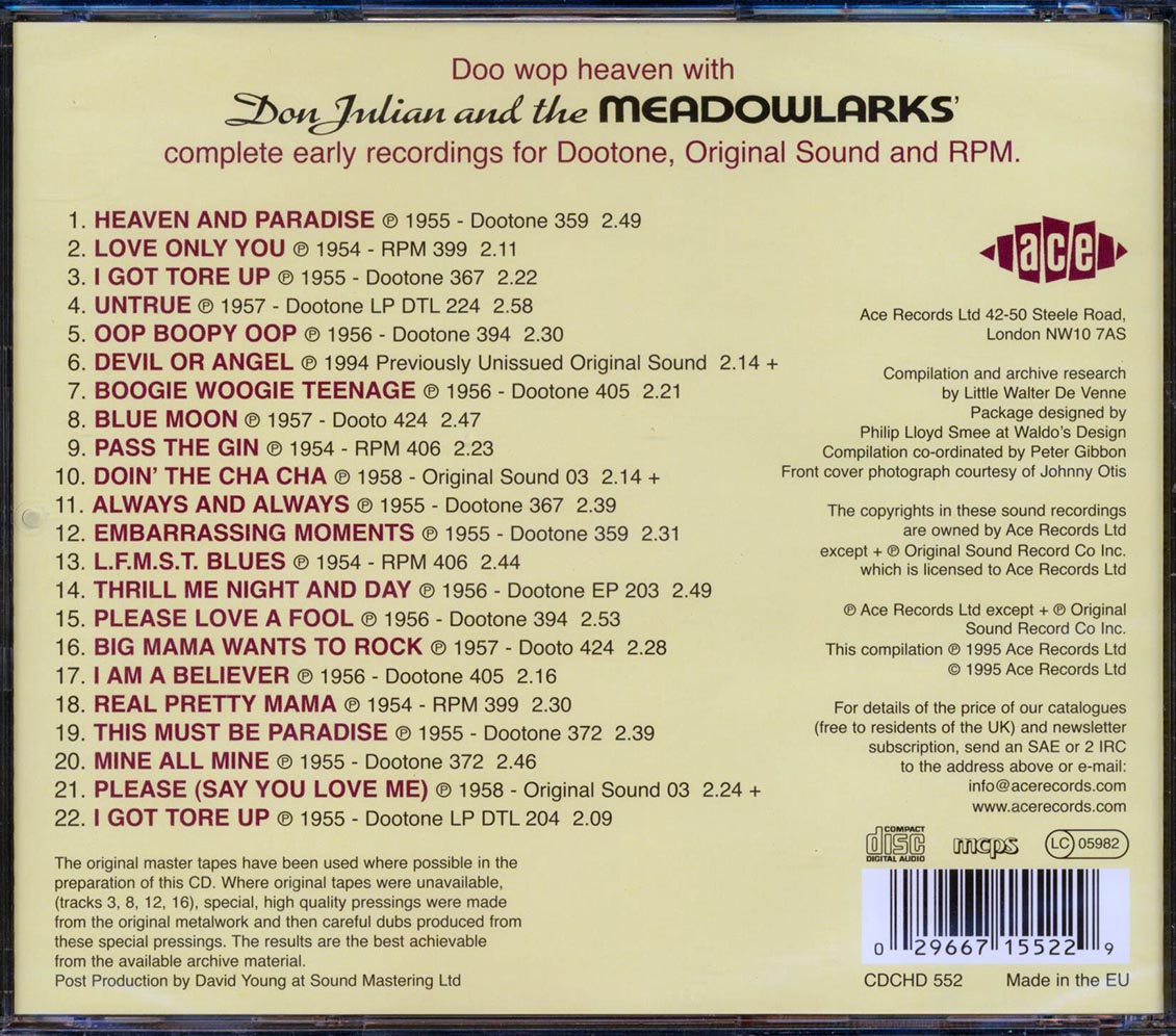 Don Julian & The Meadowlarks - Heaven & Paradise (22 tracks) [New CD]