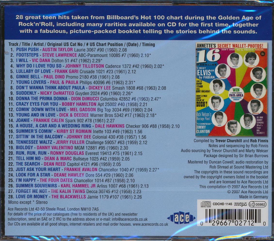 Various - Teenage Crush Volume 5: 28 Teen Hits From Billboard's Hot 100 Chart 1957-1963 (28 tracks) [New CD]