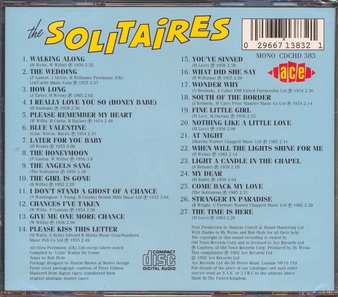 The Solitaires - Walking Along With The Solitaires (27 tracks) [New CD]