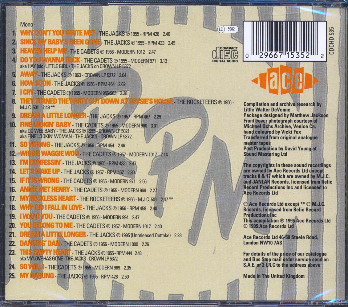 The Jacks & The The Cadets - The Jacks Meet The Cadets Volume 2: Why Don't You Write Me (25 tracks) [New CD]