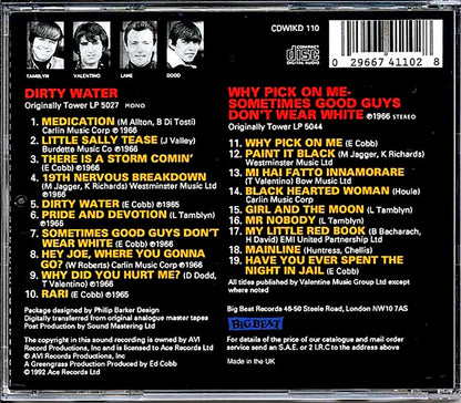 The Standells - Dirty Water + Why Pick On Me Sometimes Good Guys Don't Wear White [New CD]