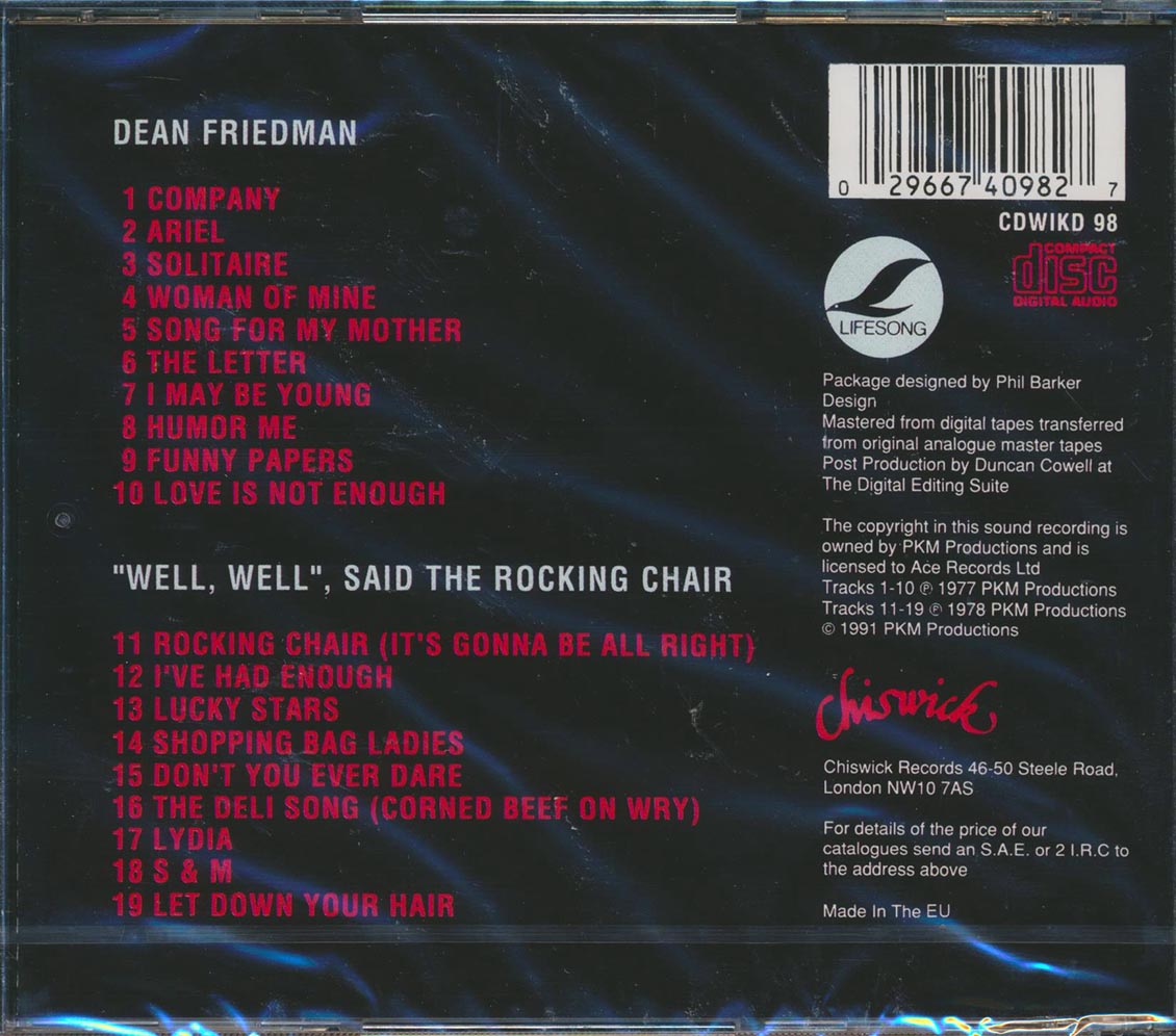 Dean Friedman - Dean Friedman + Well, Well, Said The Rocking Chair [New CD]