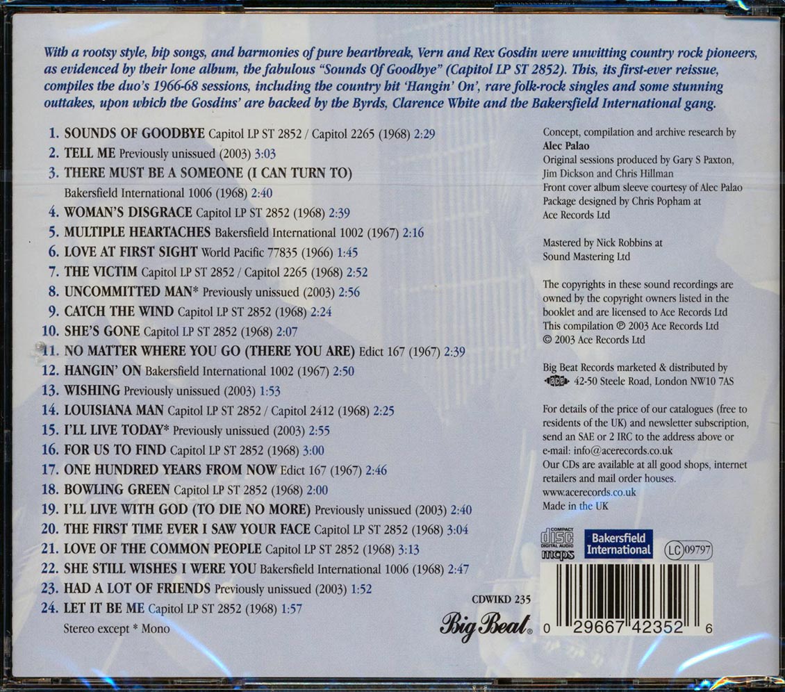The Gosdin Brothers - Sounds Of Goodbye (24 tracks) [New CD]