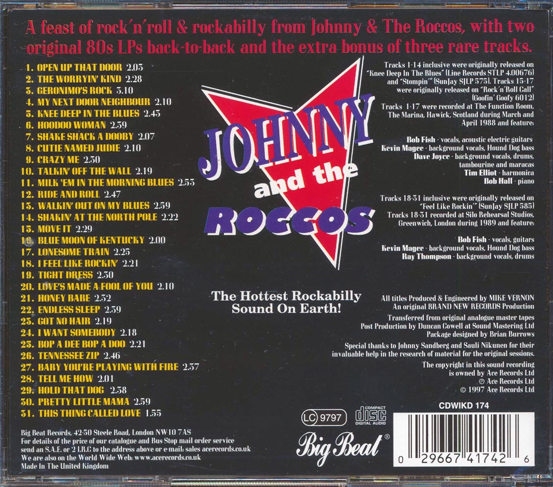 Johnny & The Roccos - Bop A Dee Bop A Doo (31 tracks) [New CD]
