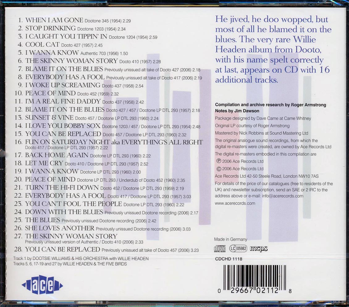 Willie Headen - Blame It On The Blues Again (28 tracks) [New CD]