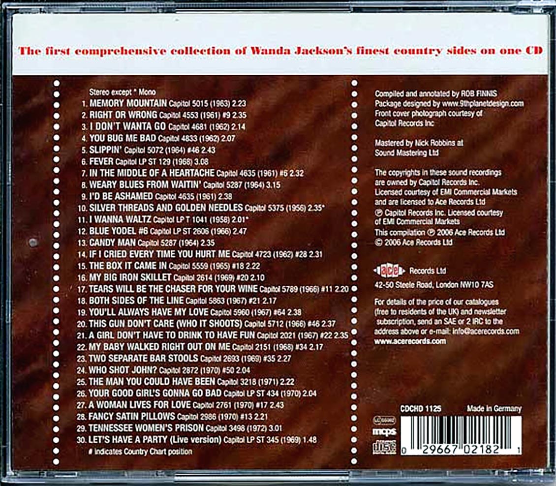 Wanda Jackson - The Vest Best Of The Country Years (30 tracks) [New CD]