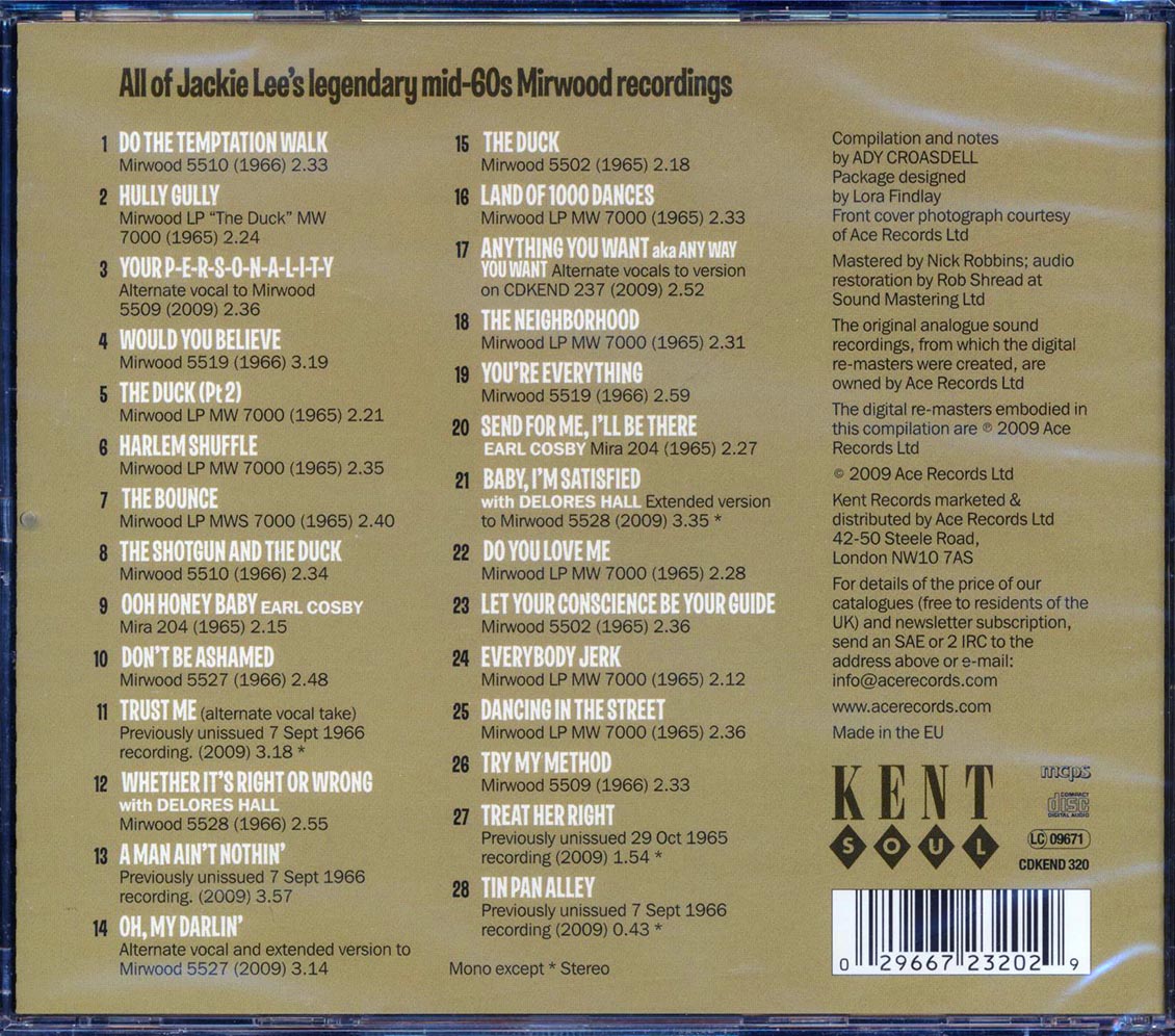 Jackie Lee - The Mirwood Masters (28 tracks) [New CD]