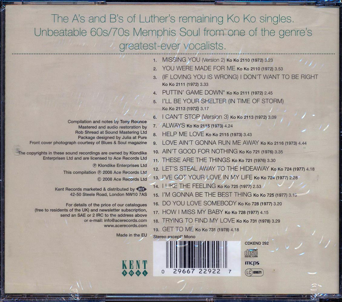 Luther Ingram - I Don't Want To Be Right: The Ko Ko Singles Volume 2 [New CD]