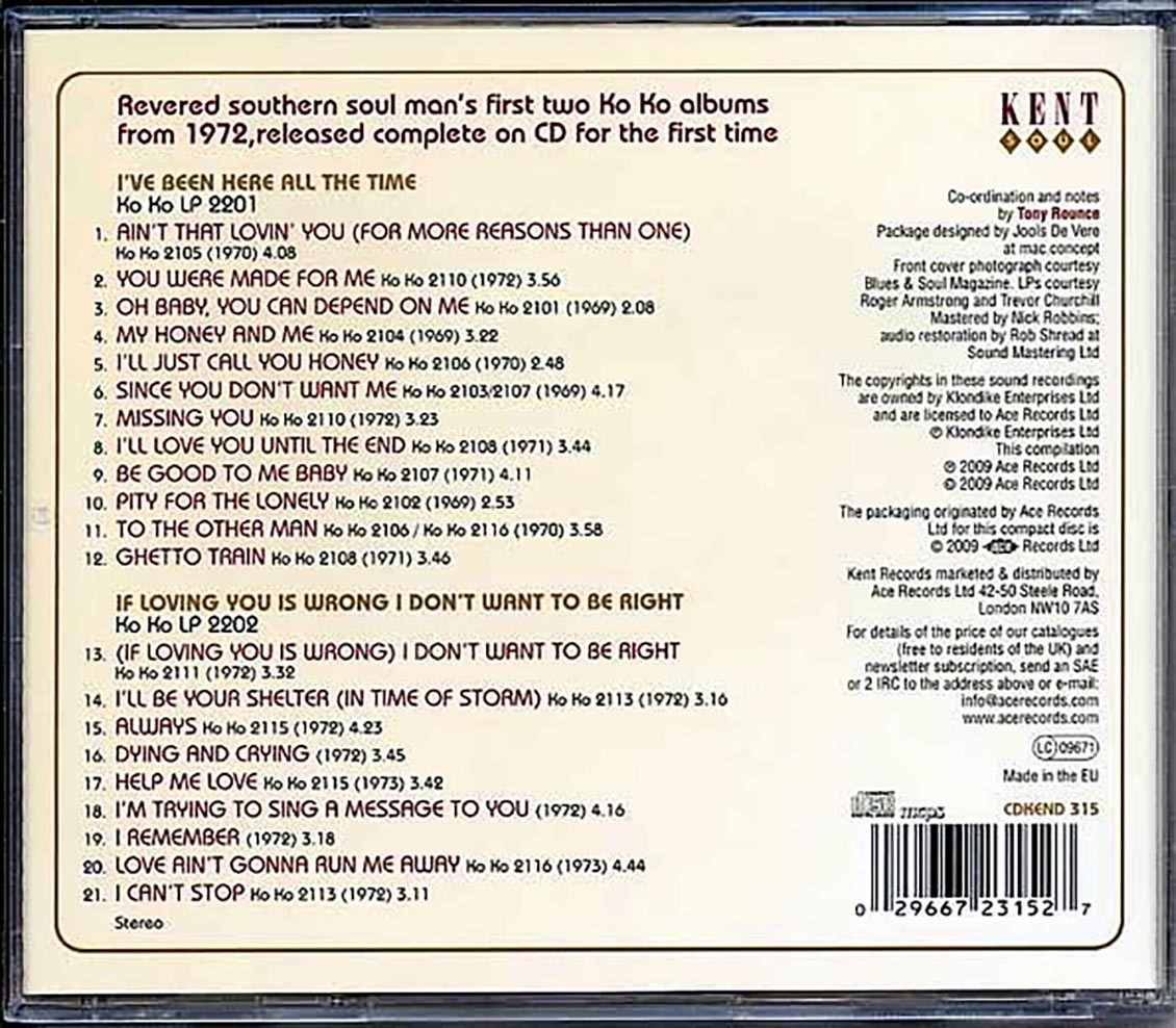 Luther Ingram - I've Been Here All The Time + If Loving You Is Wrong I Don't Want To Be Right (21 tracks) [New CD]