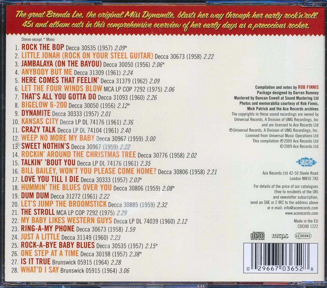 Brenda Lee - Queen Of Rock N Roll (28 tracks) [New CD]