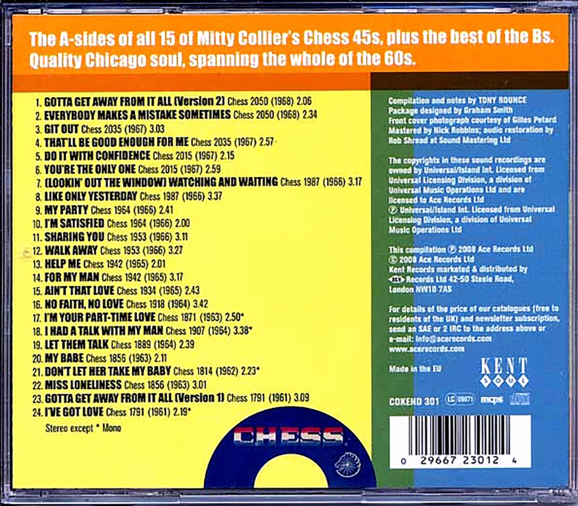 Mitty Colliers - Shades Of Mitty Collier: The Chess Singles 1961-1968 (24 tracks) [New CD]