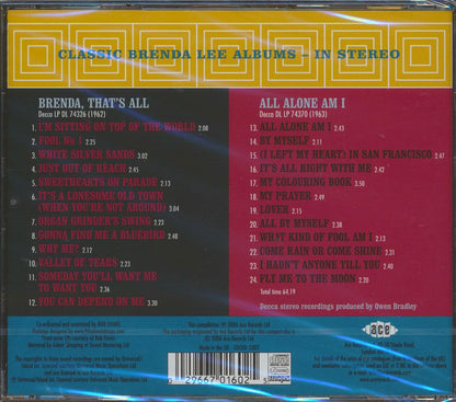 Brenda Lee - Brenda, That's All + All Alone Am I (24 tracks) [New CD]