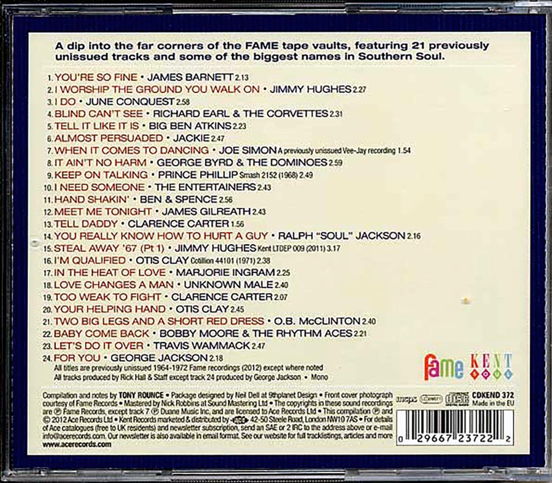 Various - Hall Of Fame: Rare And Unissued Gems From The Fame Vaults (24 tracks) [New CD]