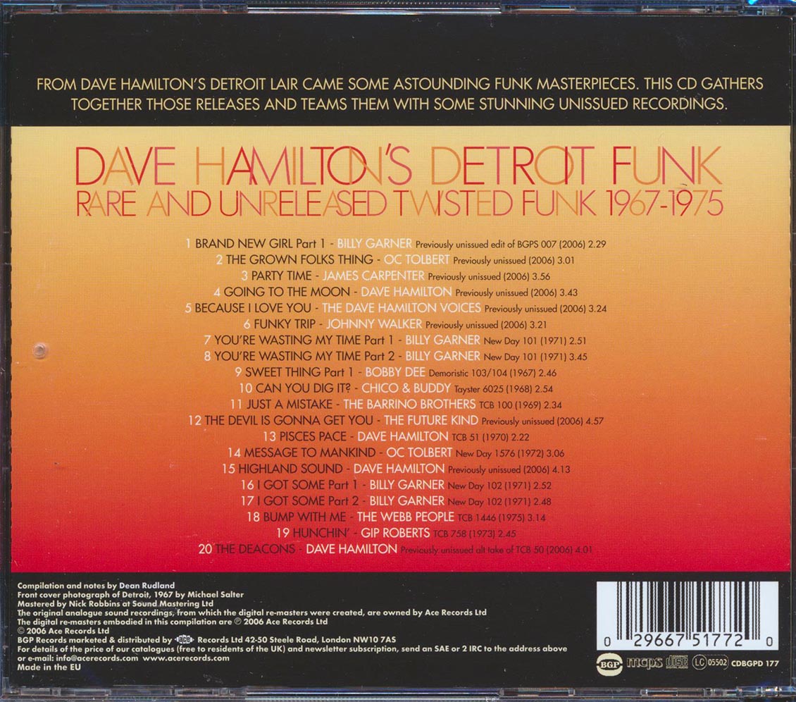Various - Dave Hamilton's Detroit Funk: Rare And Unreleased Twisted Funk 1967-1975 (20 tracks) [New CD]