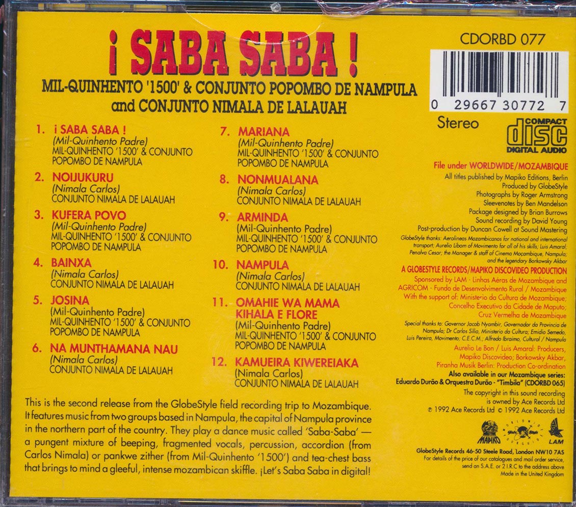 Various - Saba Saba: Mil Quinhento 1500, Conjunto Popombo De Nampula And Conjunto Nimala De Lalauah [New CD]