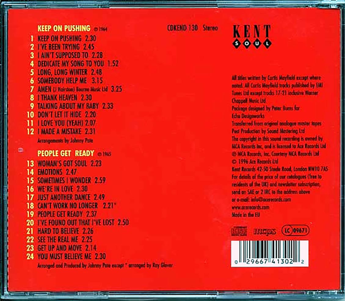 The Impressions - Keep On Pushing + People Get Ready (24 tracks) [New CD]