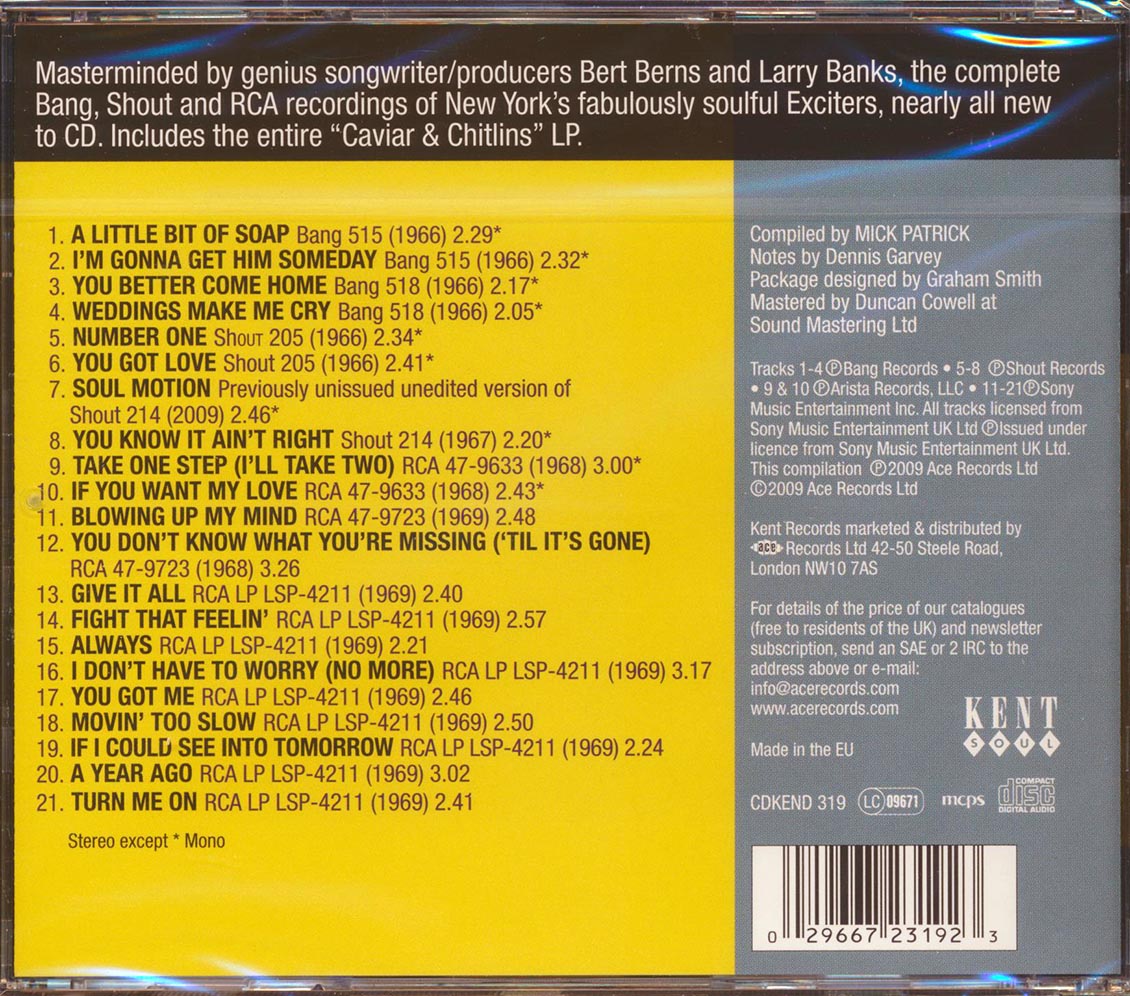 The Exciters - Soul Motion: The Complete Bang, Shout And RCA Recordings 1966-1969 (21 tracks) [New CD]