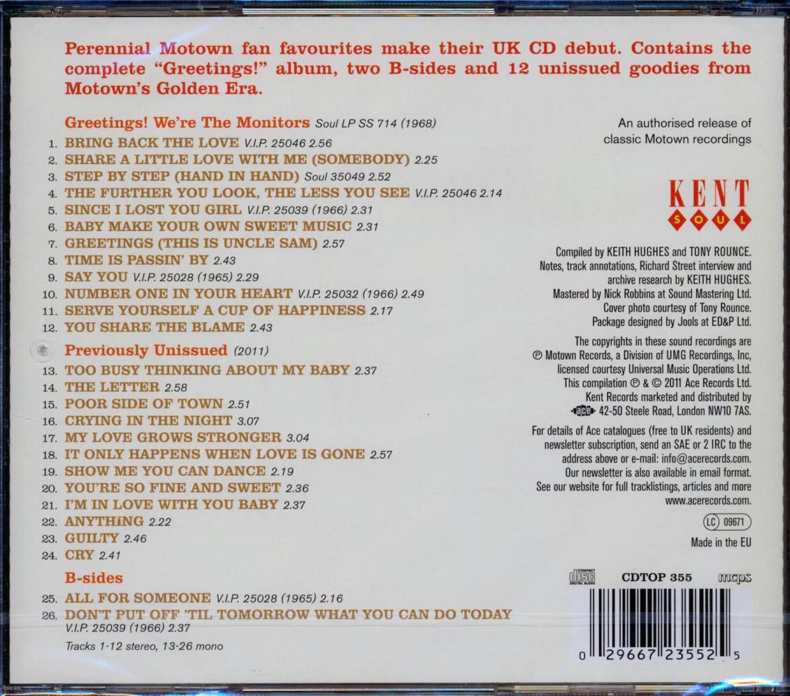 The Monitors - Say You: The Motown Anthology 1963-1968 (26 tracks) [New CD]