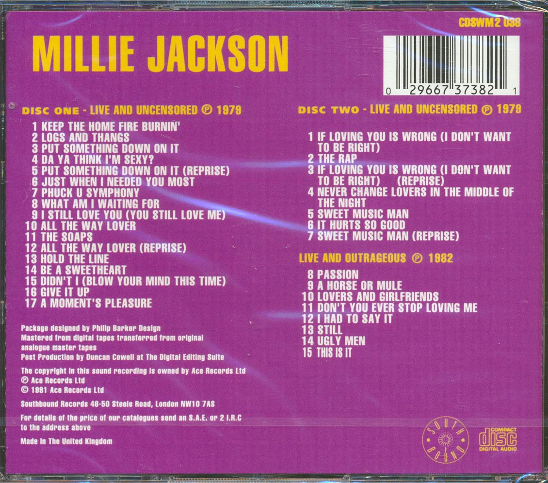 Millie Jackson - Live & Uncensored (32 tracks) (2xCD) [New CD]