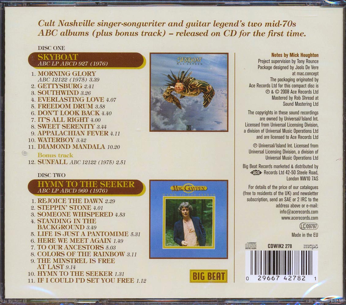 Mac Gayden - Skyboat + Hymn To The Seeker (23 tracks) (2xCD) [New CD]