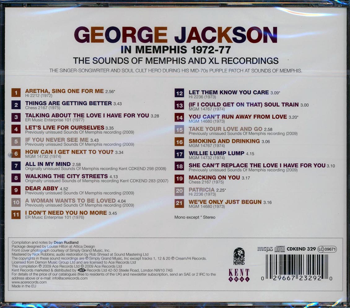 George Jackson - In Memphis 1972-1977 (21 tracks) [New CD]