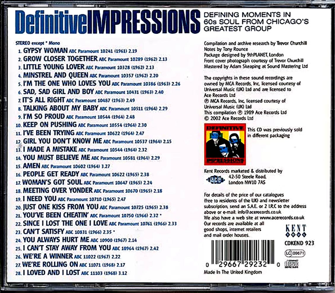 The Impressions - Definitive (28 tracks) [New CD]