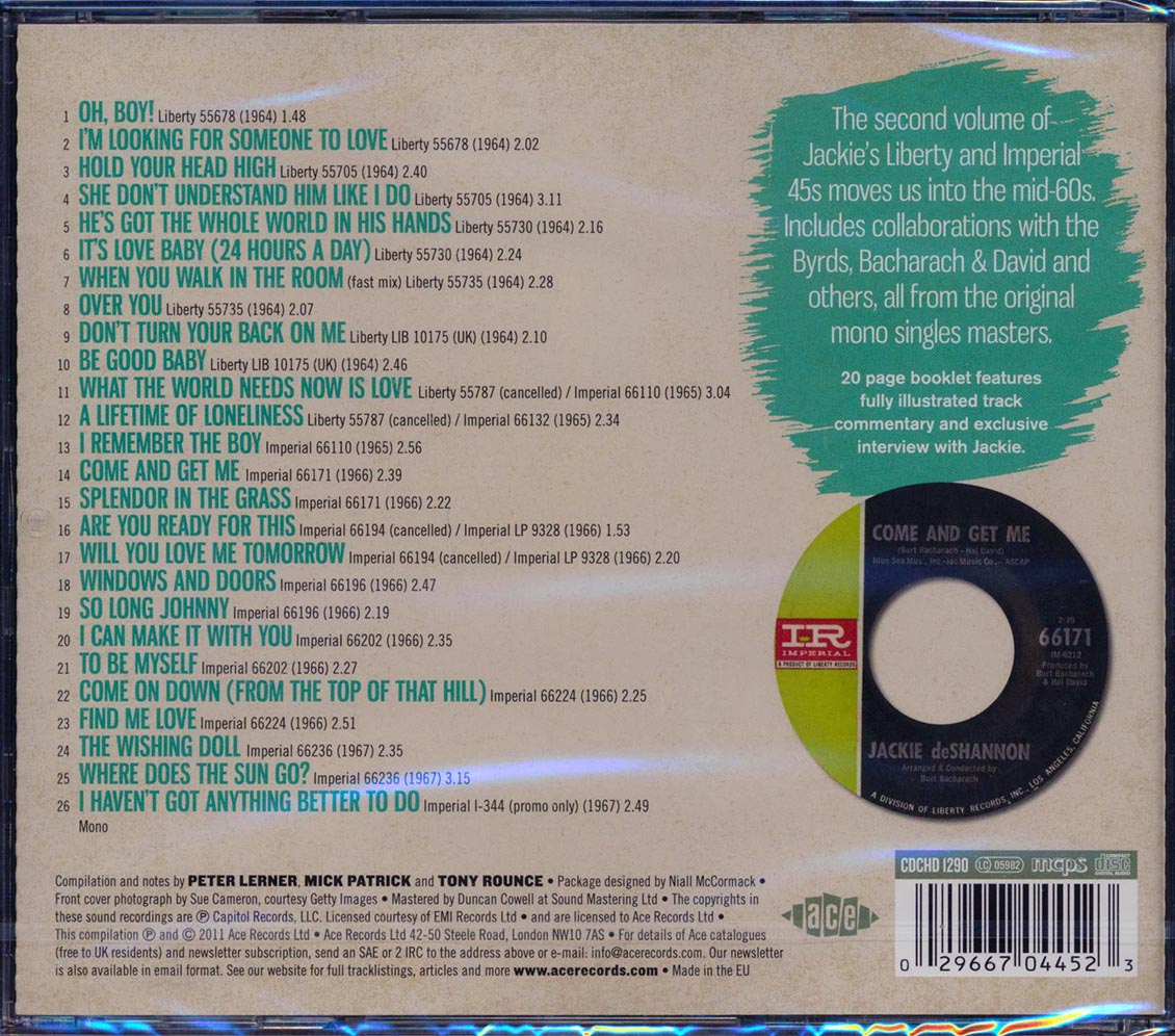 Jackie DeShannon - Come And Get Me: The Complete Liberty And Imperial Singles Volume 2 (26 tracks) [New CD]