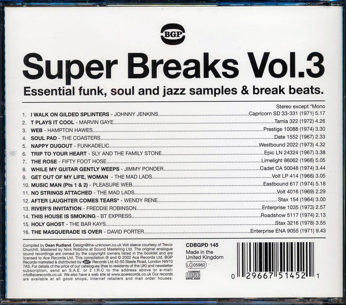 Various - Super Breaks Volume 3: Essential Funk, Soul And Jazz Samples & Break Beats [New CD]
