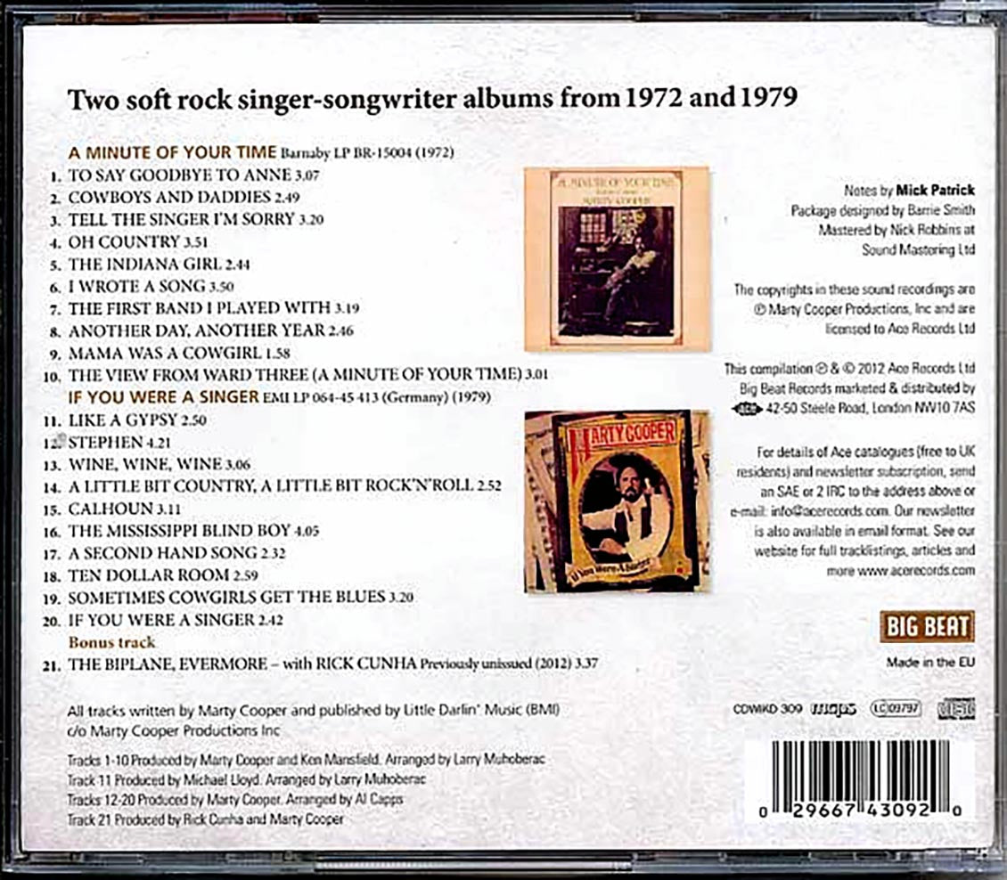 Marty Cooper - I Wrote A Song: The Complete 1970s Recordings (21 tracks) [New CD]