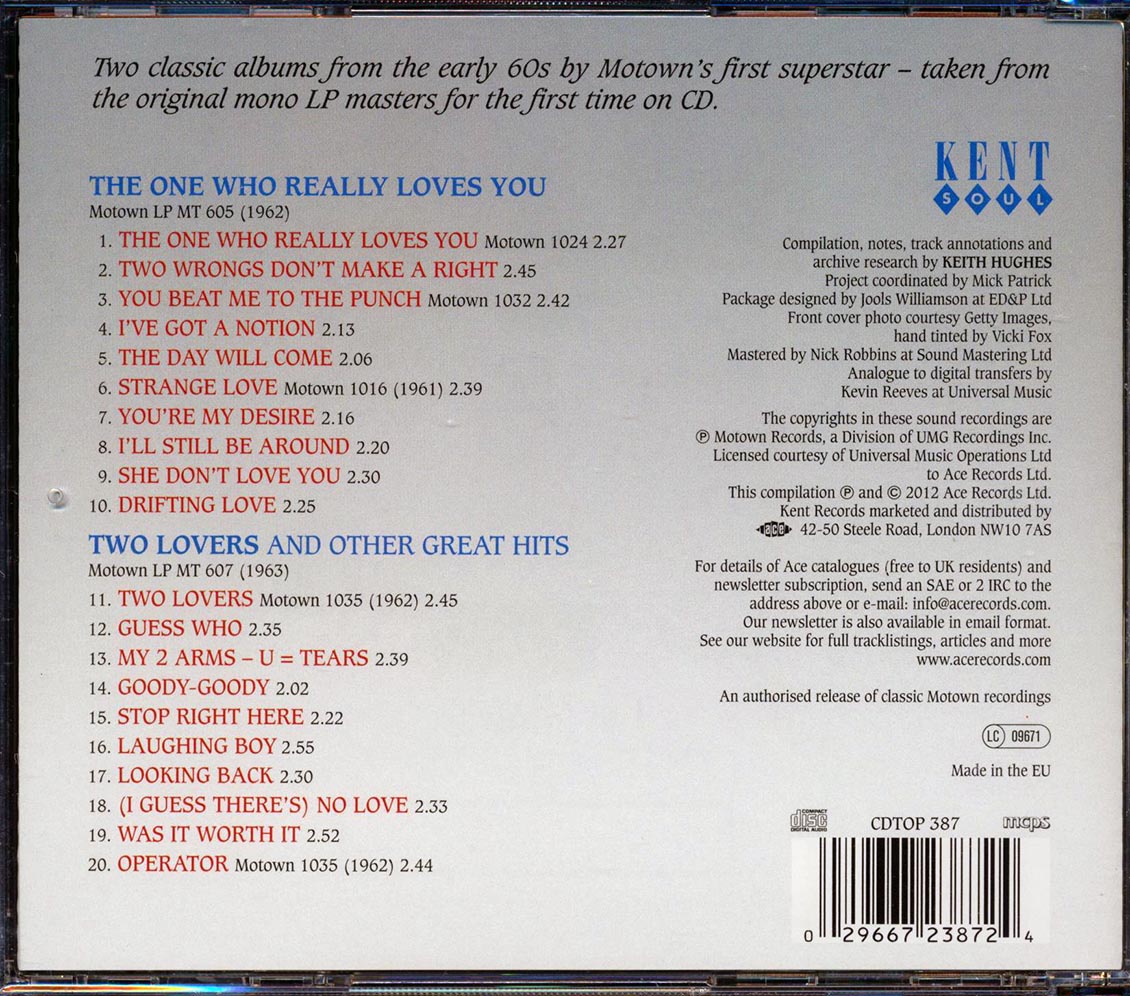 Mary Wells - The One Who Really Loves You + Two Lovers (2xCD) [New CD]