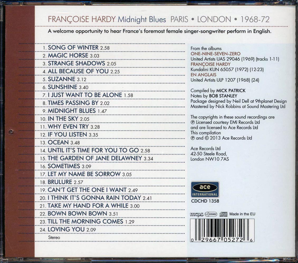 Francoise Hardy - Midnight Blues: Paris, London 1968-1972 (24 tracks) [New CD]
