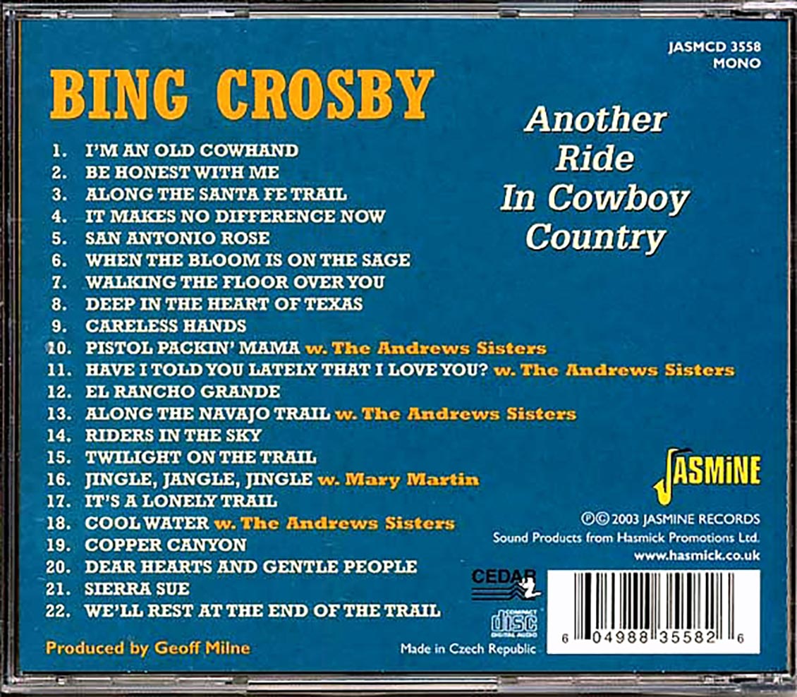 Bing Crosby - Another Ride In Cowboy Country (22 tracks) [New CD]