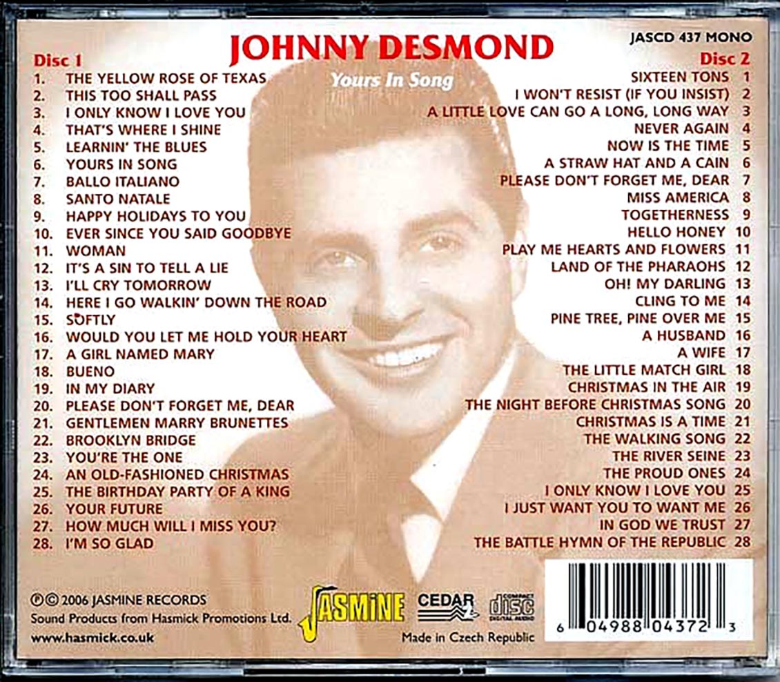 Johnny Desmond - Yours In Song (56 tracks) (2xCD) [New CD]